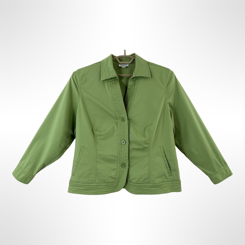 Coldwater Creek Women's 1X Green Stretch Cotton Twill Utility Jacket